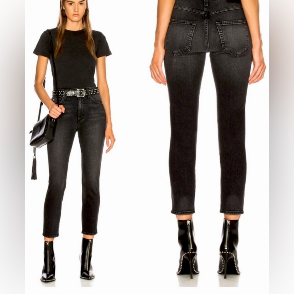 REVOLVE AMO $290 Black Wash Twist Zip Skinny Jeans EUC!